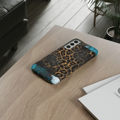 Boho Leopard and Turquoise Tough Samsung Galaxy Case – Rustic Western Design with Dual-Layer Protection