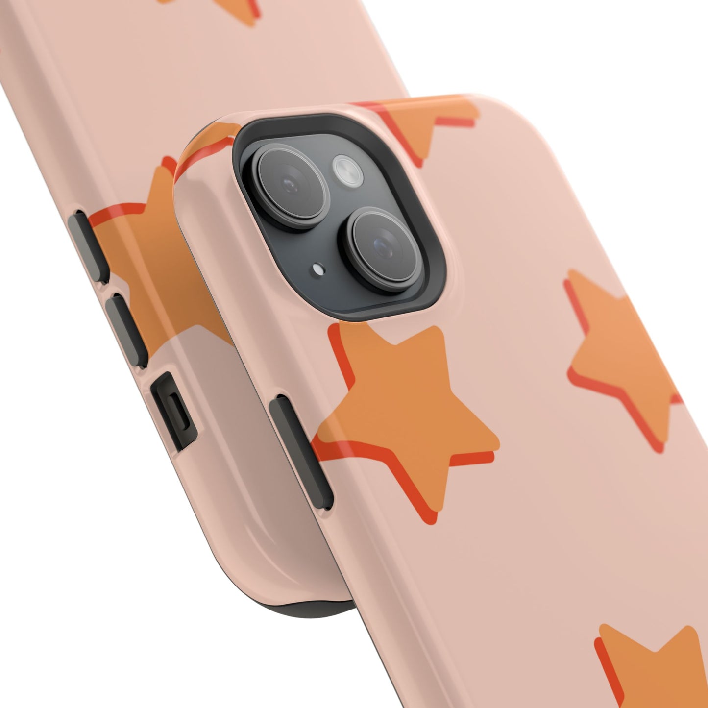 Retro Orange Stars MagSafe iPhone Case – Shock-Resistant, Smooth Matte Finish, Dual-Layer Design