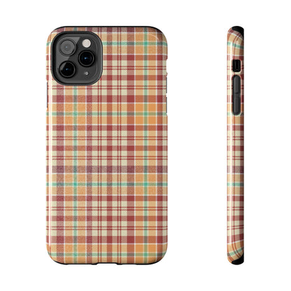 Retro Chic Plaid iPhone Case in Red, Orange, Green & Cream – Classic Vintage Style