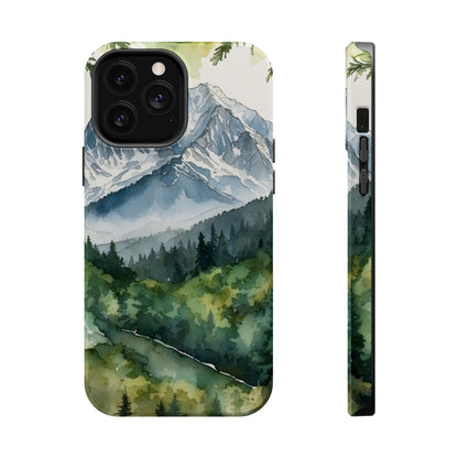 Watercolor Alpine Mountainscape - MagSafe iPhone Case