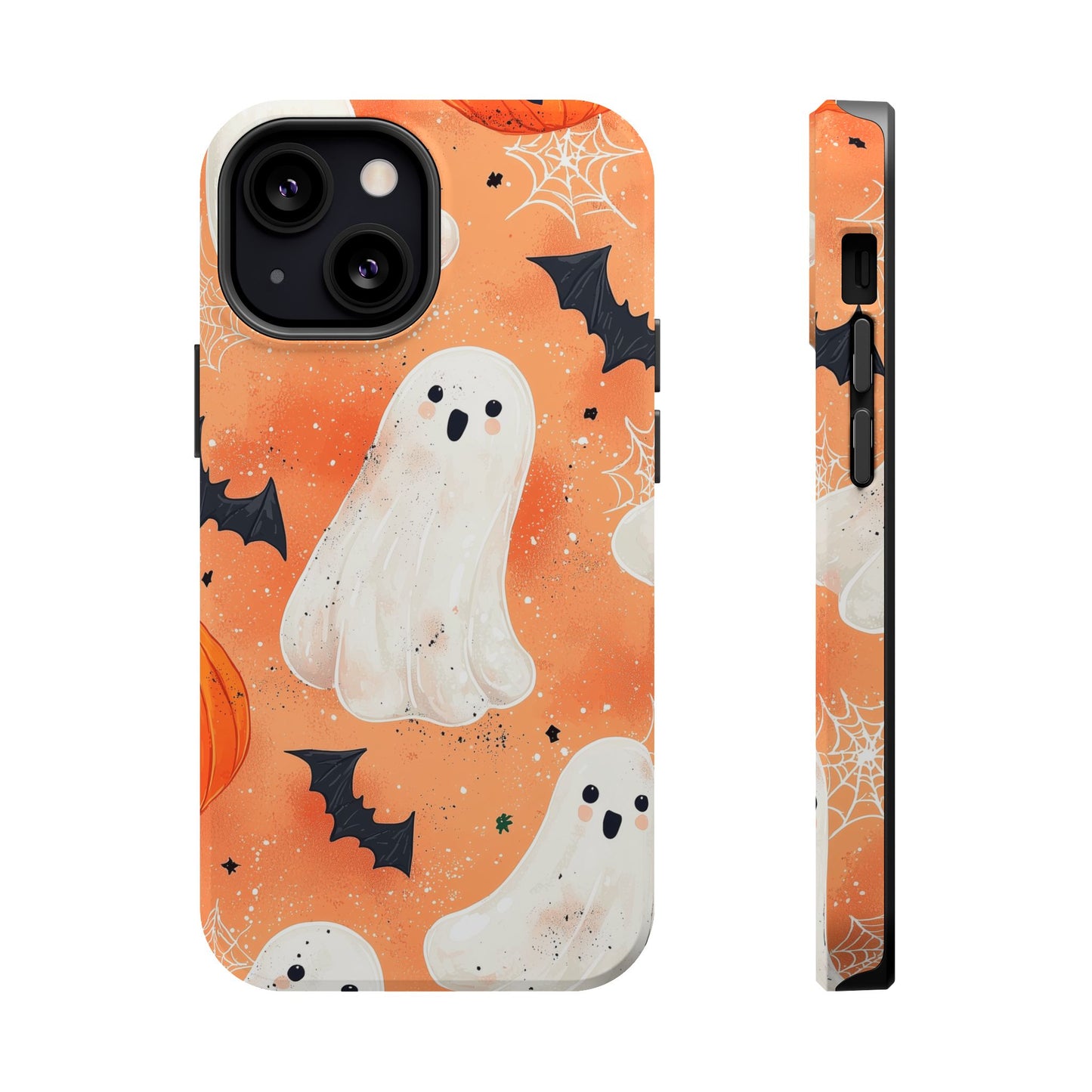 Spooky Cute Ghost MagSafe iPhone Case – Halloween Ghosts, Pumpkins, Bats & Cobwebs Design