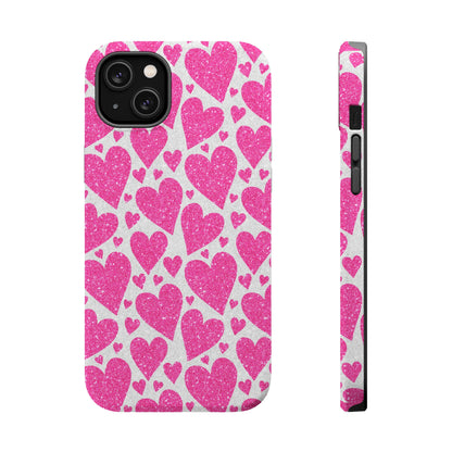 Pink Glitter Hearts Pattern MagSafe Case