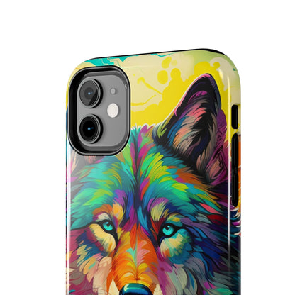 Rainbow Wolf in Bloom – iPhone Case with Vivid Nature Design