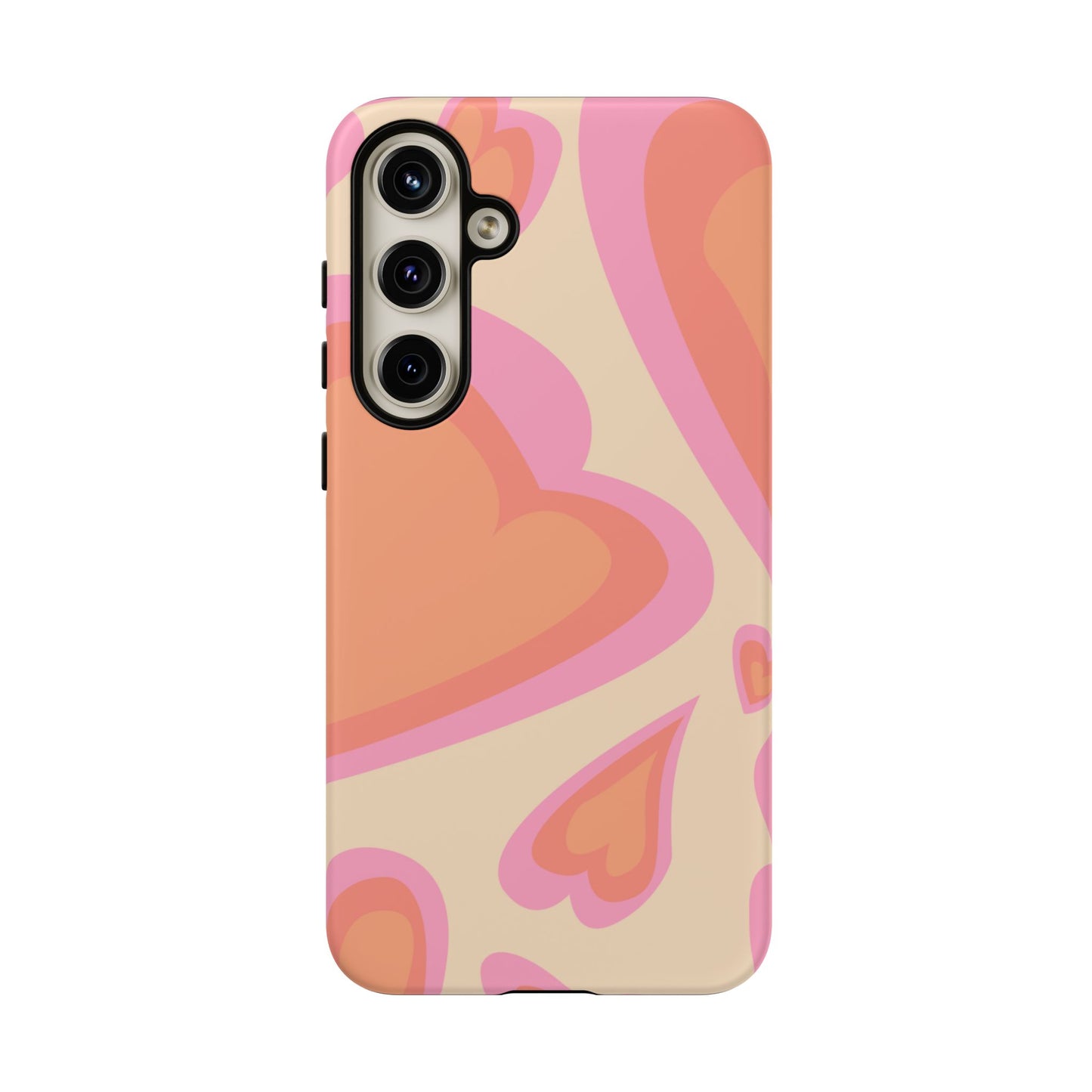 Retro Pink Hearts Samsung Galaxy Case – Shock-Resistant, Matte Finish, Dual-Layer Protection