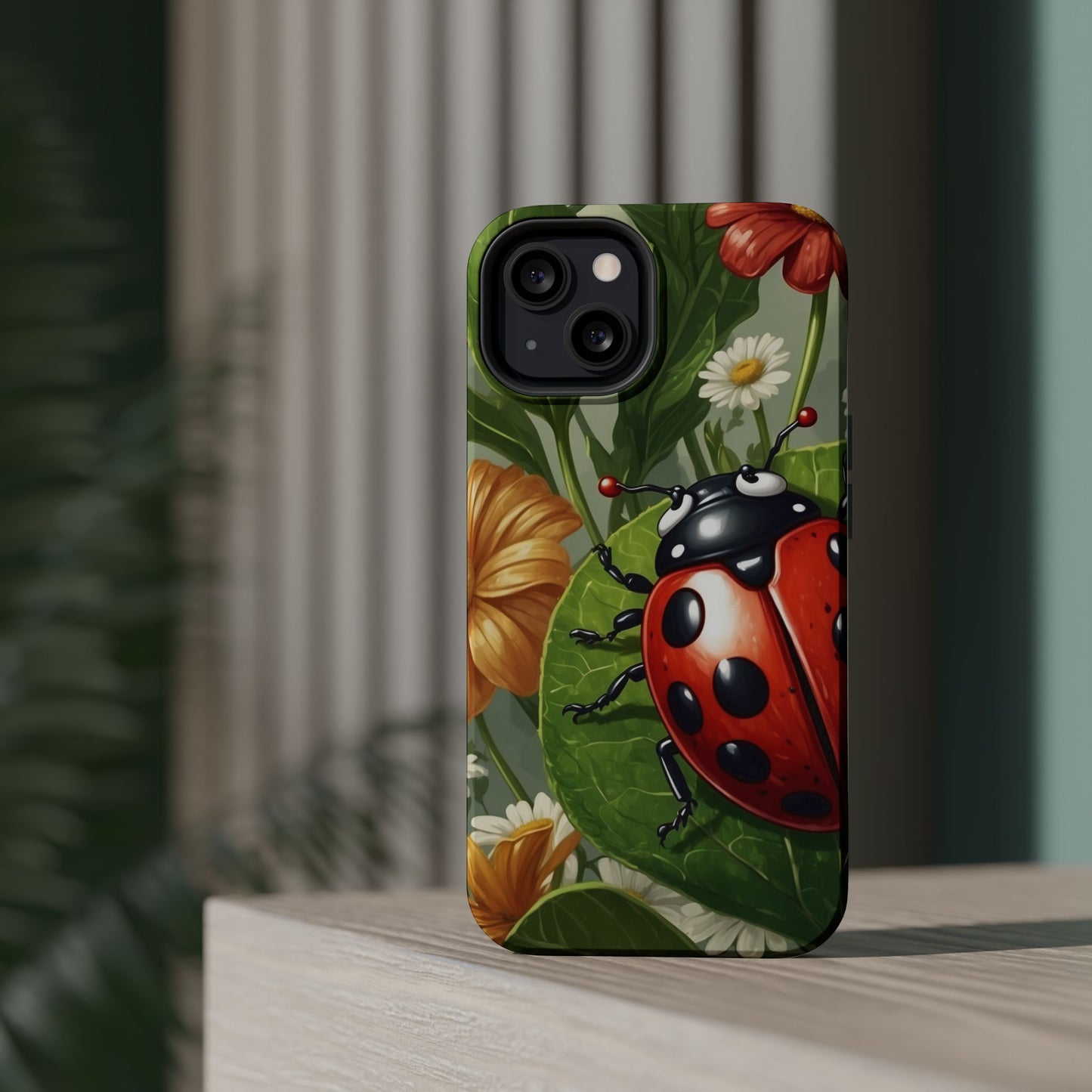 Ladybug Garden MagSafe iPhone Case – Whimsical Floral Design