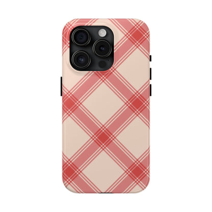 Soft Peachy Red Plaid iPhone Case