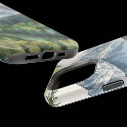 Watercolor Alpine Mountainscape - MagSafe iPhone Case