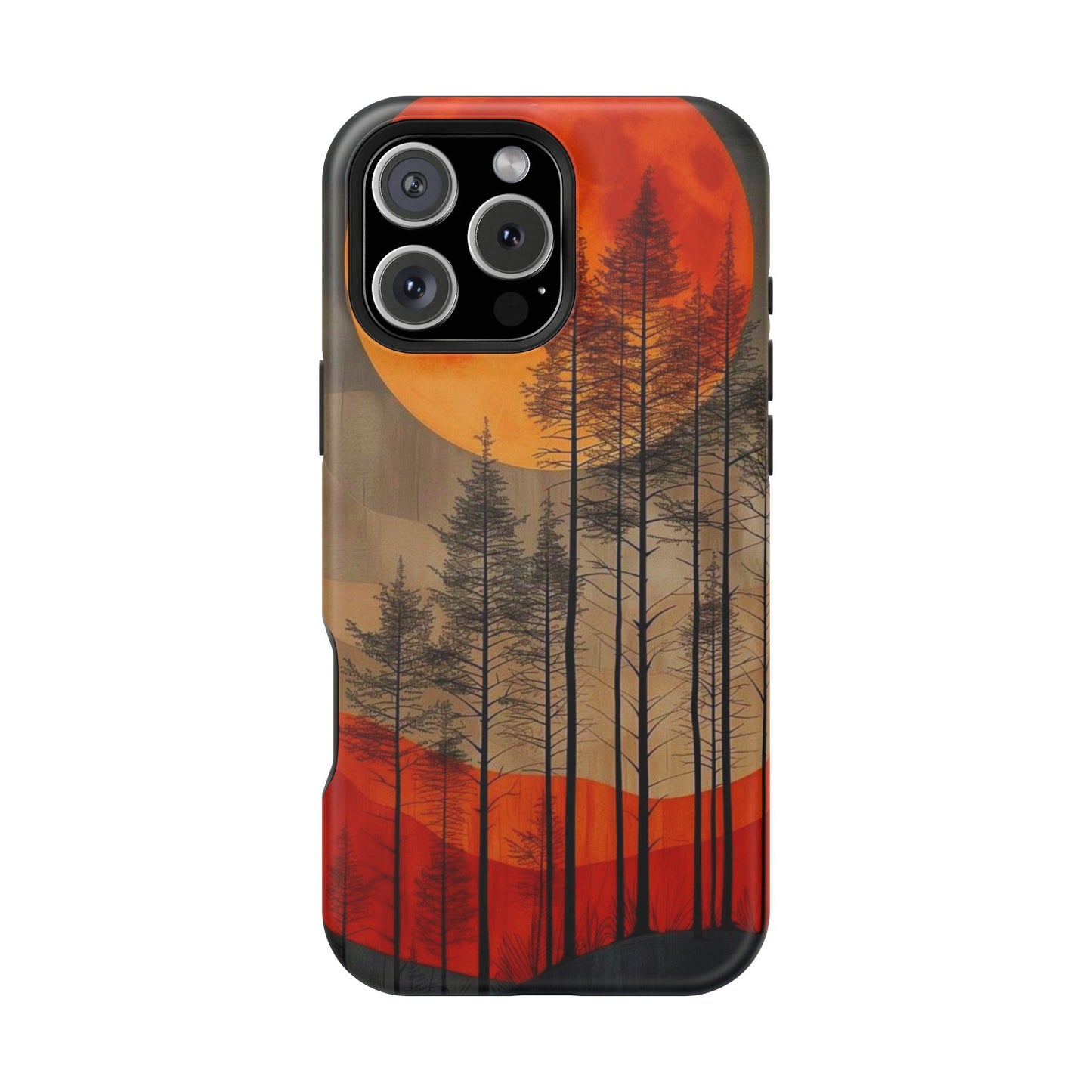 Moody Forest Moonrise MagSafe iPhone Case – Dark Landscape Design, Dual-Layer Protection