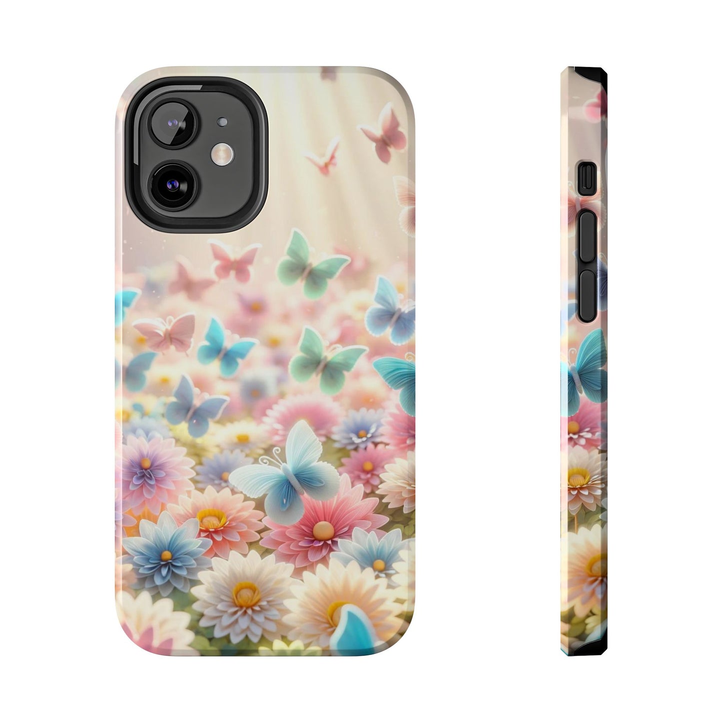 Butterfly Flower Garden - iPhone Case - Pastel Floral Protective Cover