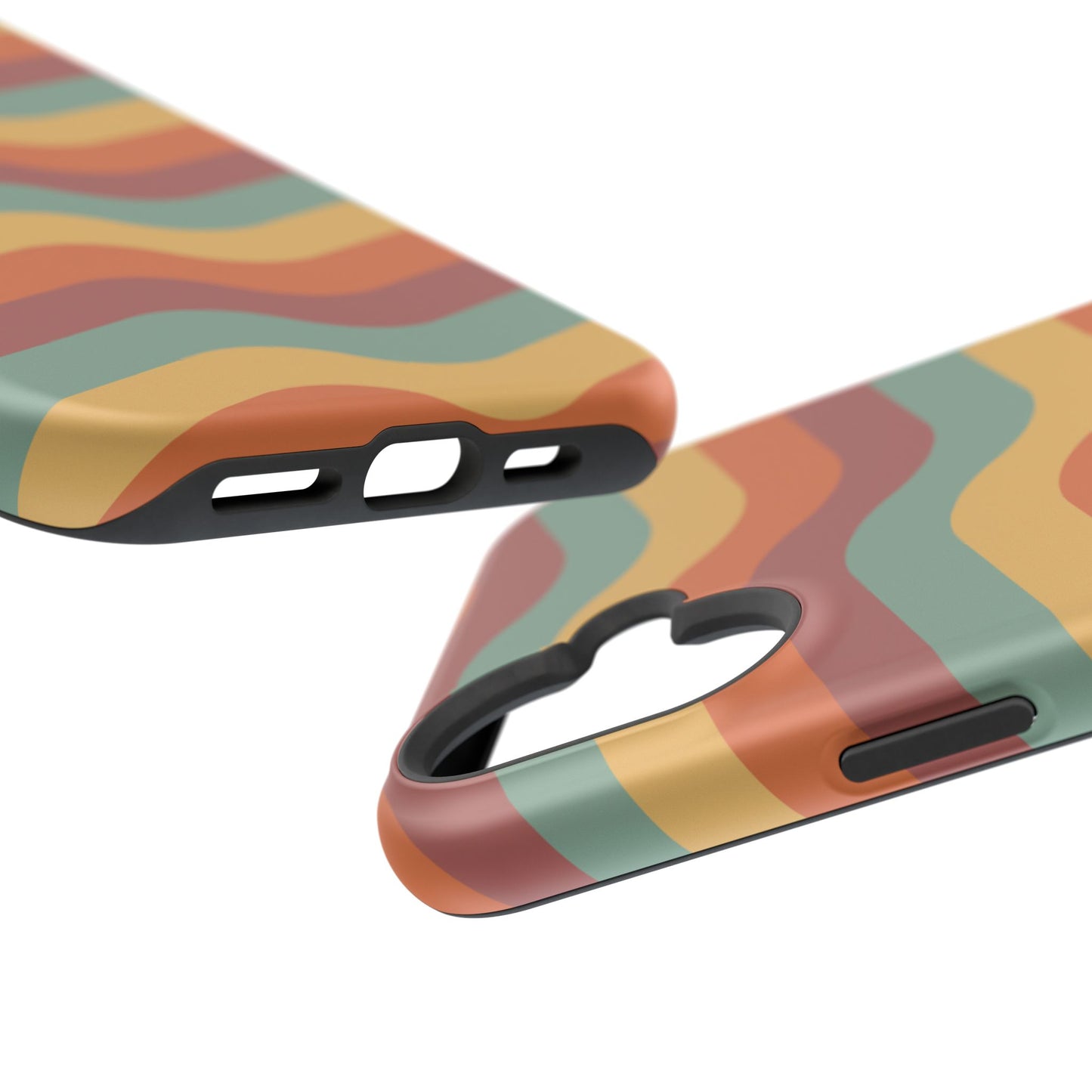 Retro Vibe Wavy Stripes MagSafe iPhone Case – 70s-Inspired in Teal, Orange, and Rust