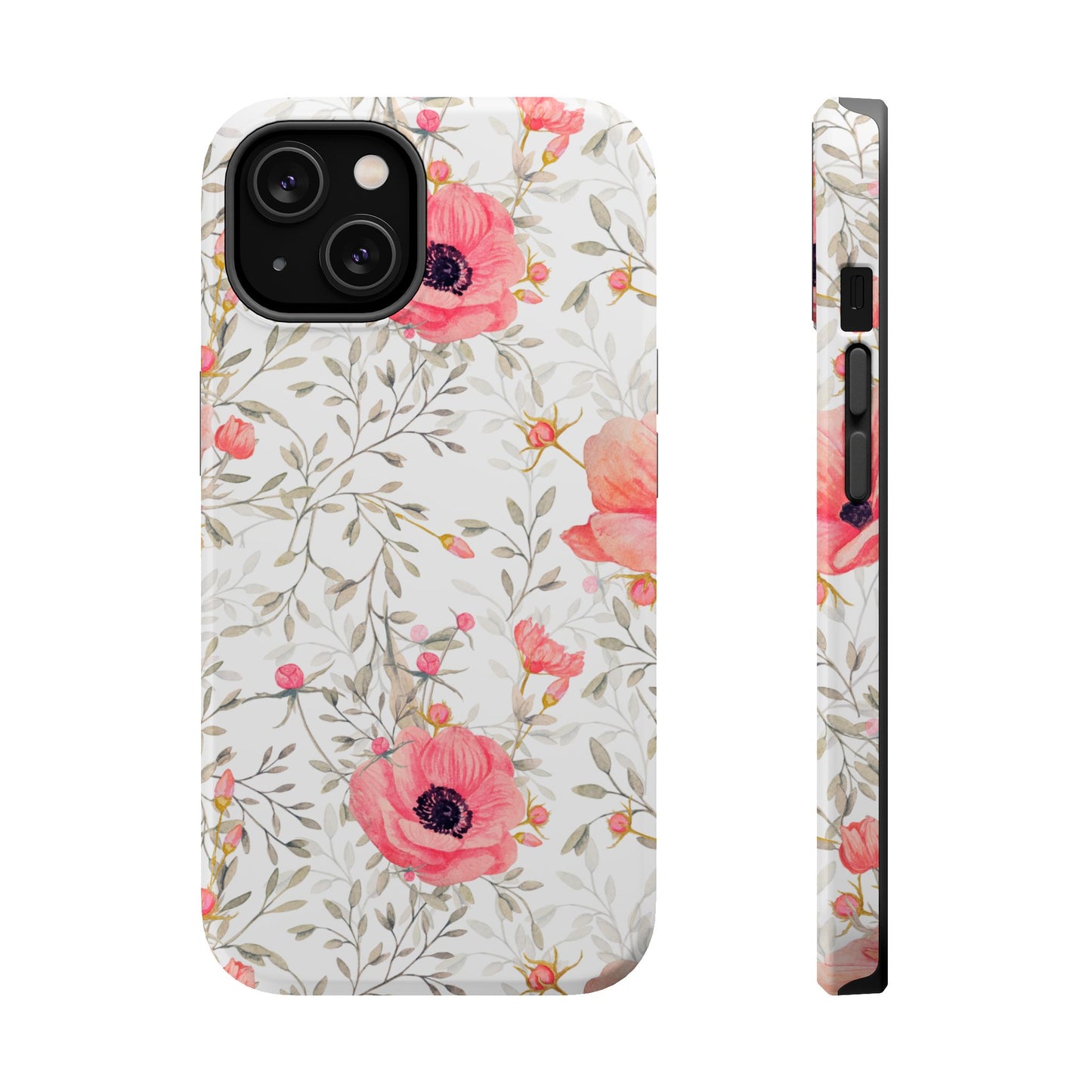 Pink Floral Watercolor MagSafe iPhone Case – Elegant Blossom Design with Magnetic Compatibility