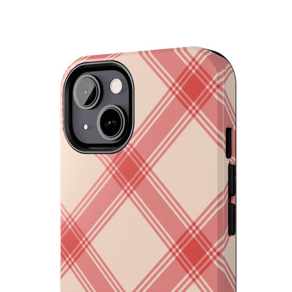 Soft Peachy Red Plaid iPhone Case