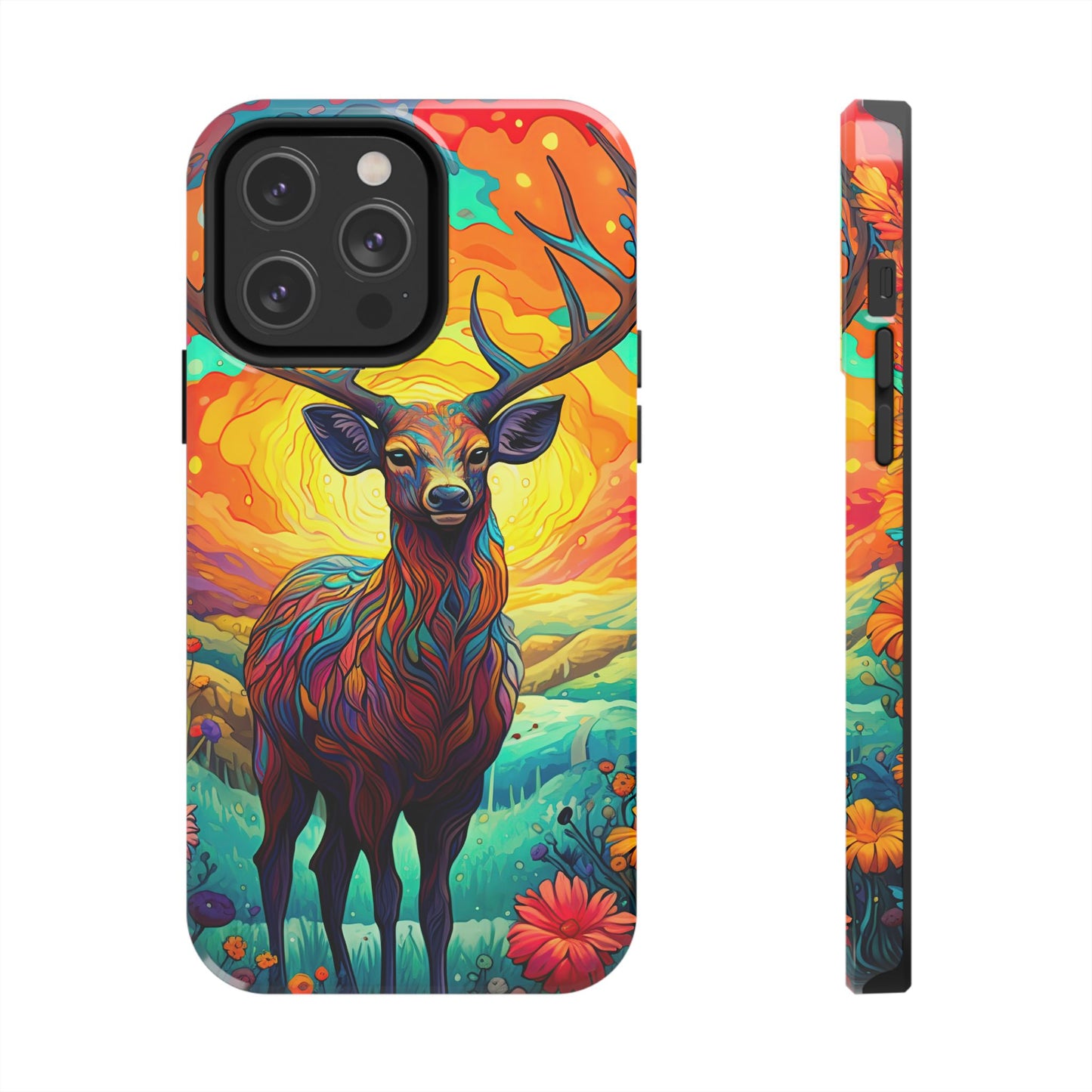 Vibrant Stag in Bloom – iPhone Case