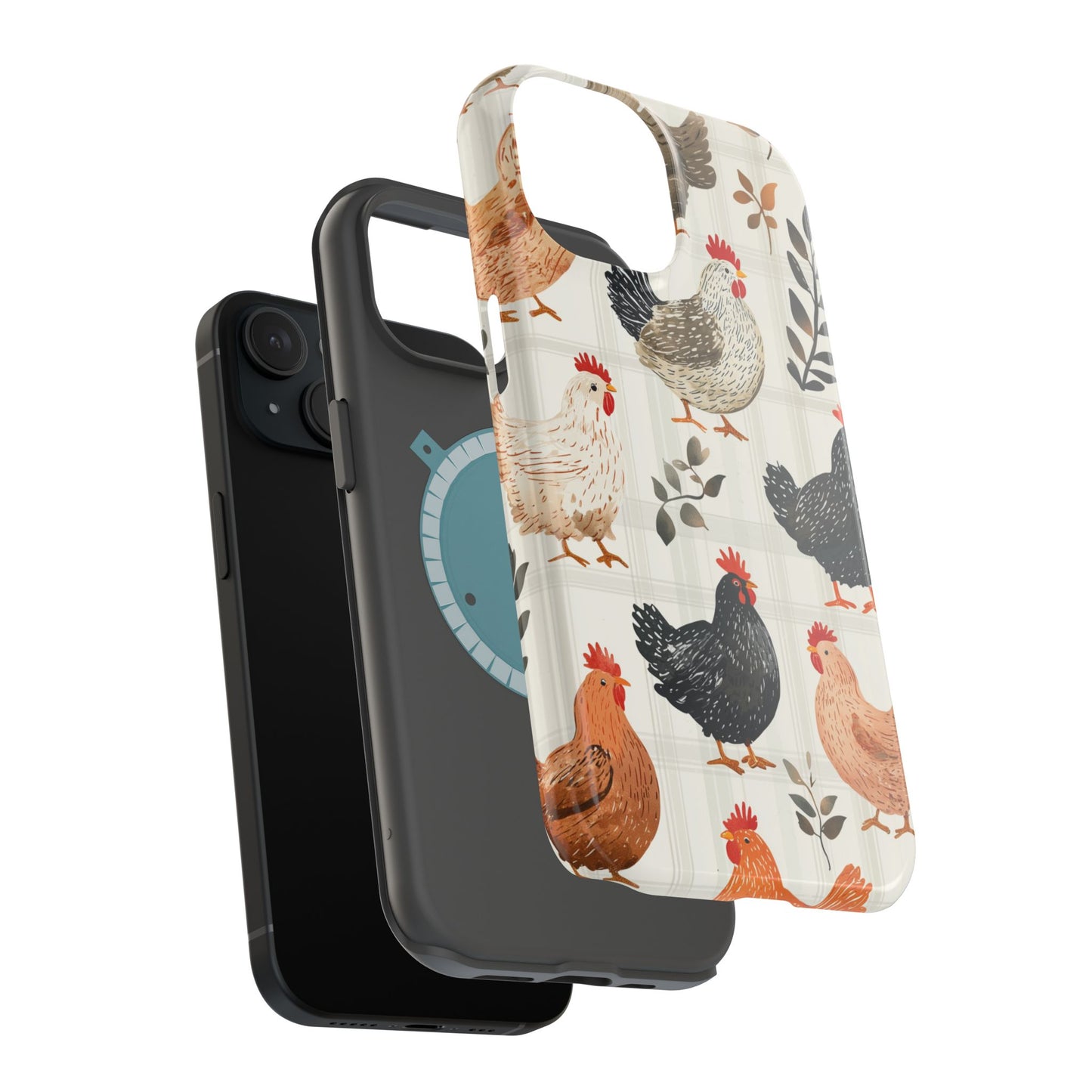 MagSafe iPhone Case: Vintage Chicken & Leaves – Farmhouse Style Case