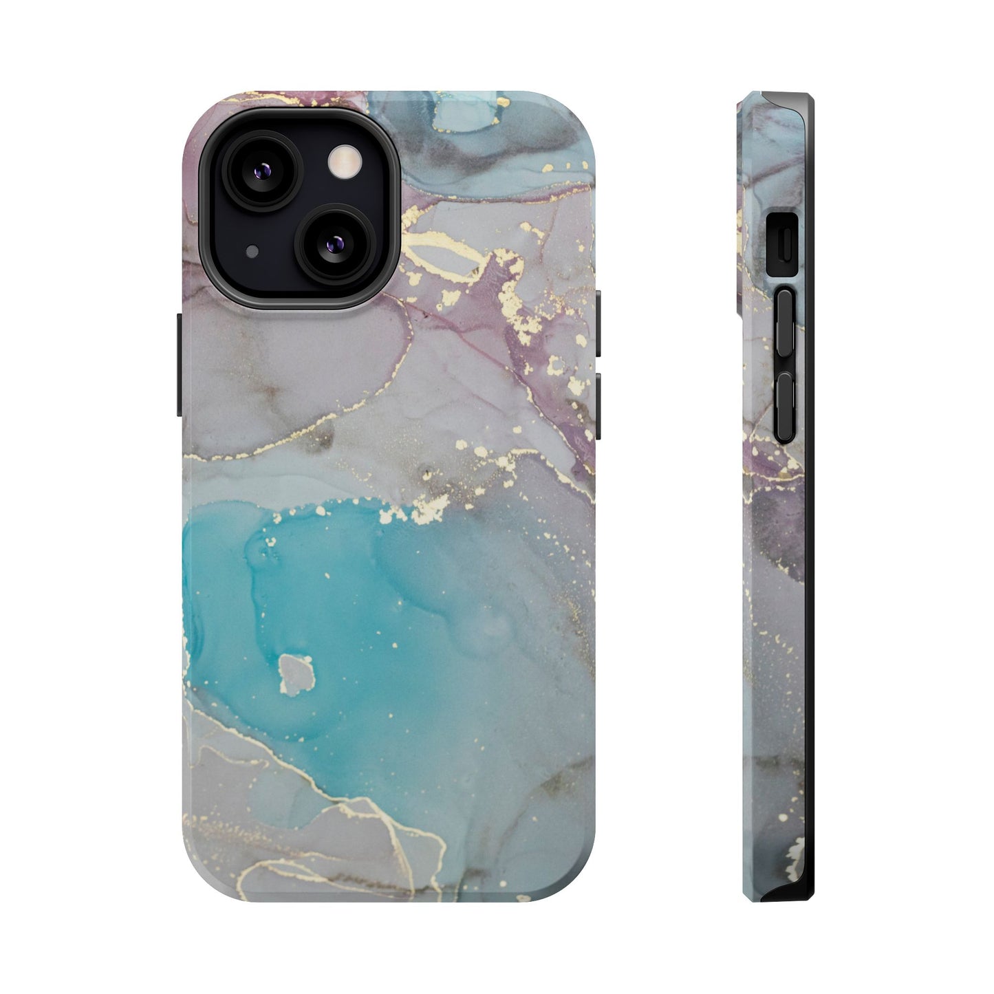 Sky Blue & Purple Marble Wave – MagSafe Case with Dreamy Marble Design