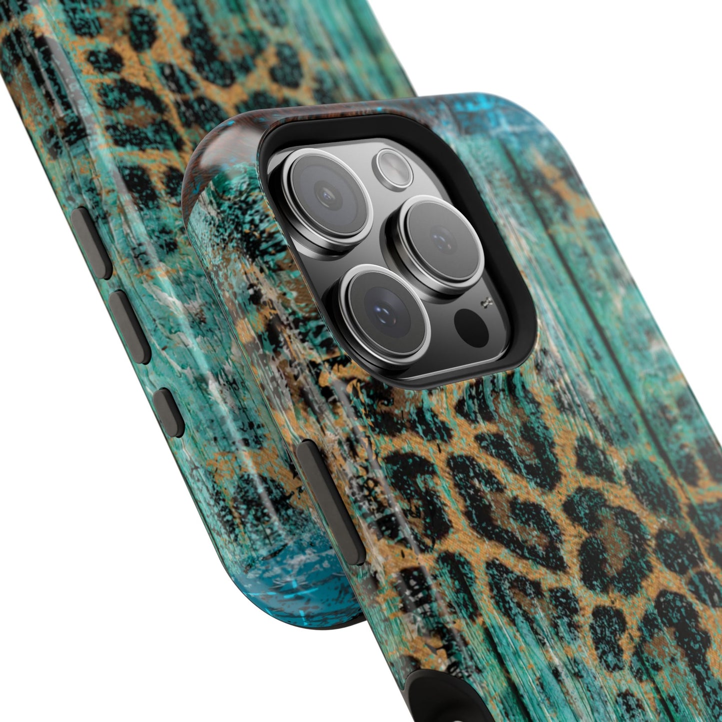 Turquoise Rustic Leopard Wood - MagSafe  iPhone Series Case