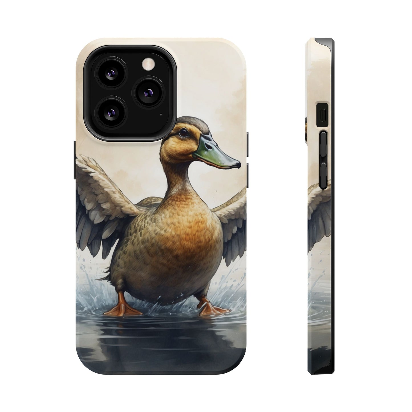 Graceful Duck in Watercolor Scene - MagSafe iPhone Case