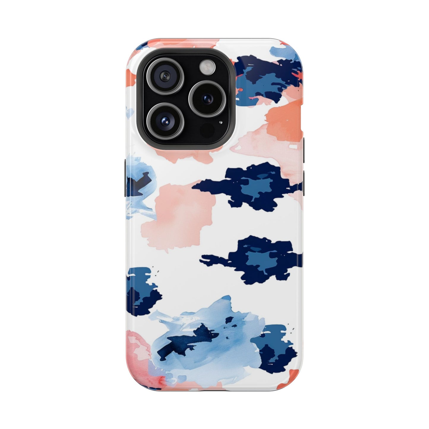 Abstract Coral & Navy Watercolor Design – MagSafe iPhone Case