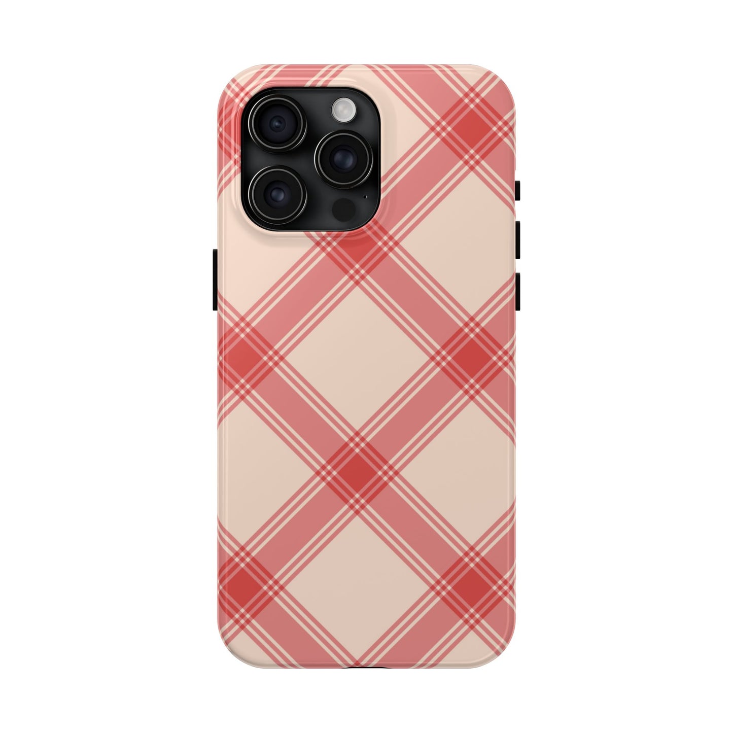 Soft Peachy Red Plaid iPhone Case