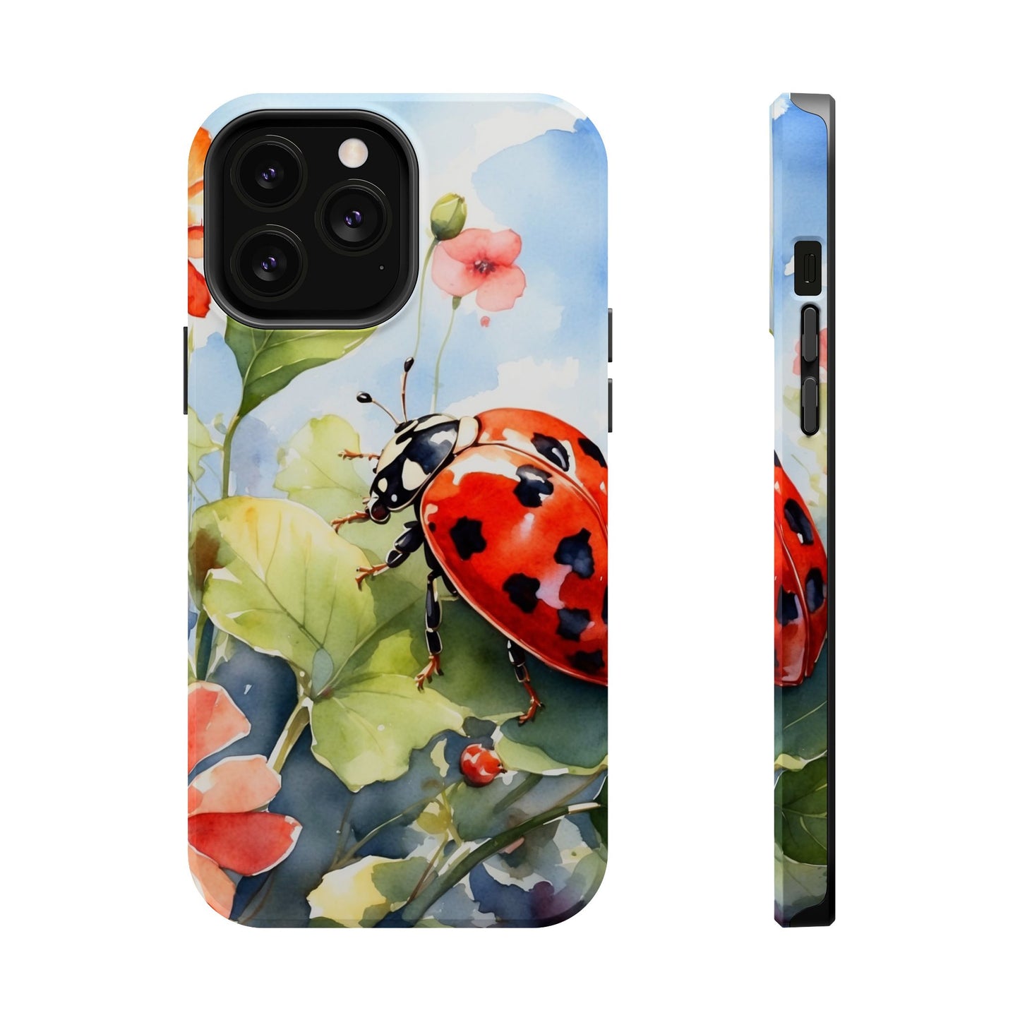 Watercolor Ladybug & Poppy Fields - MagSafe iPhone Case