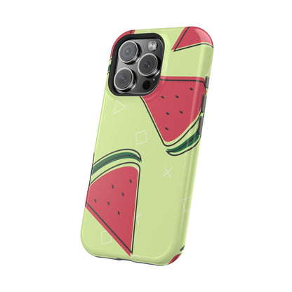 Watermelon Slice MagSafe iPhone Case – Fresh & Fun Design with Retro Geometric Pattern