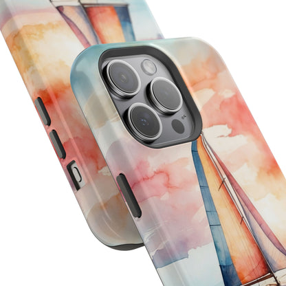 Sailboat Sunset MagSafe iPhone Case – Vibrant Watercolor Design