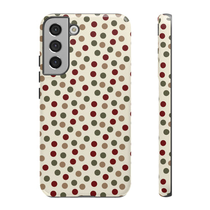 Festive Red & Green Polka Dots on Cream – Samsung Galaxy Case