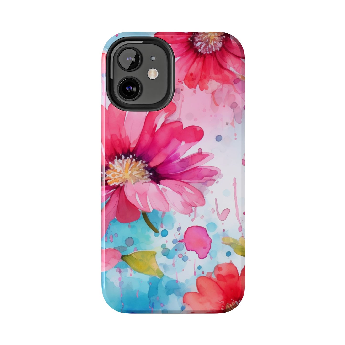 Vibrant Watercolor Red & Pink Floral - iPhone Case