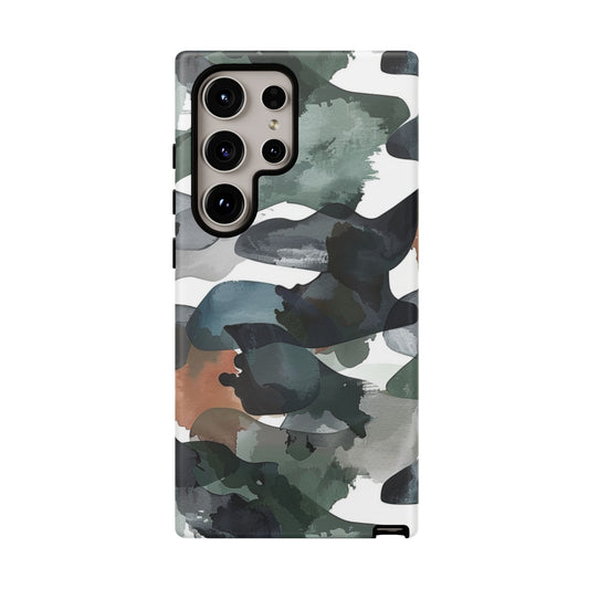 Moody Abstract Watercolor Samsung Galaxy Case – Dark Green and Brown Artistic Design