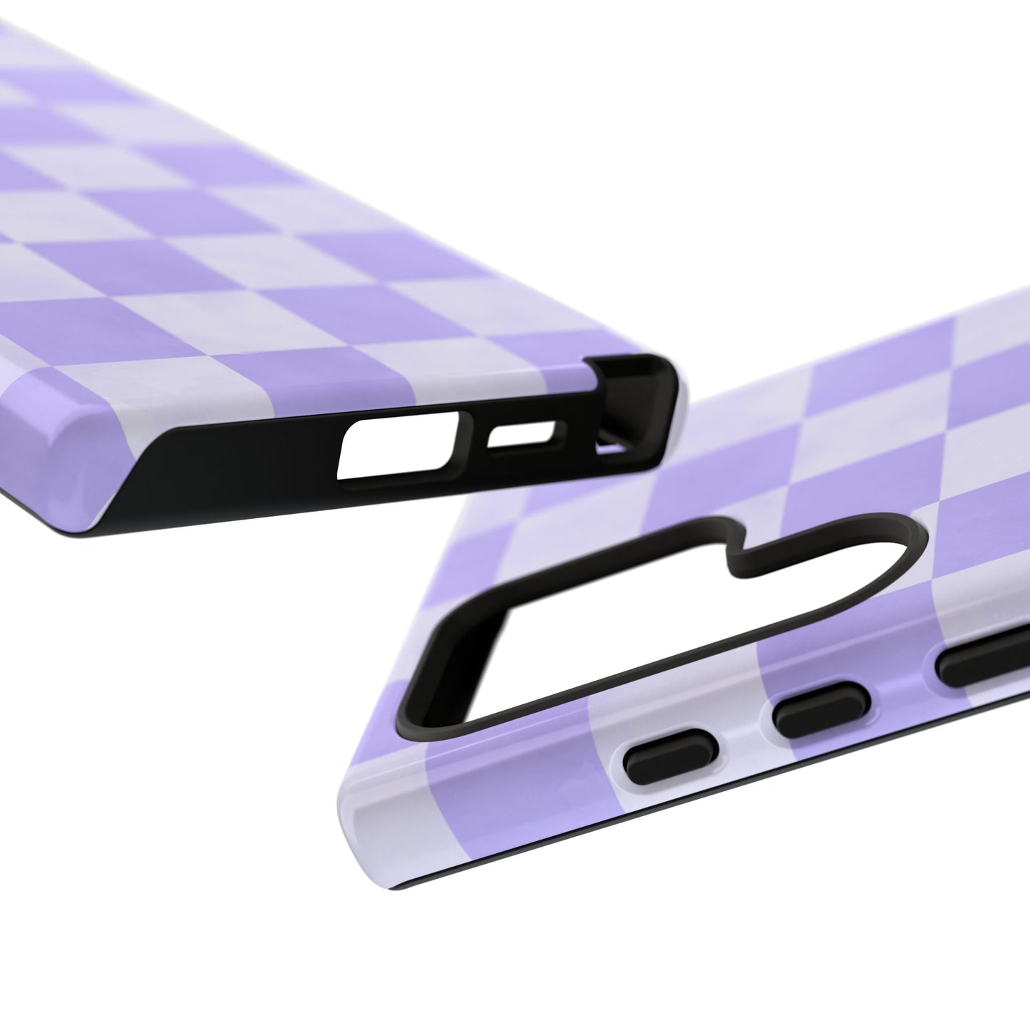 Lavender Checkerboard Samsung Galaxy Case – Shockproof, Smooth Matte Finish, Dual-Layer Design