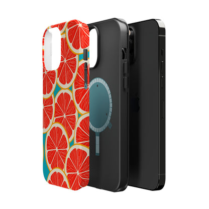 Ruby Grapefruit Pop Tough MagSafe iPhone Case – Vibrant Citrus Design, Shock-Resistant Protection