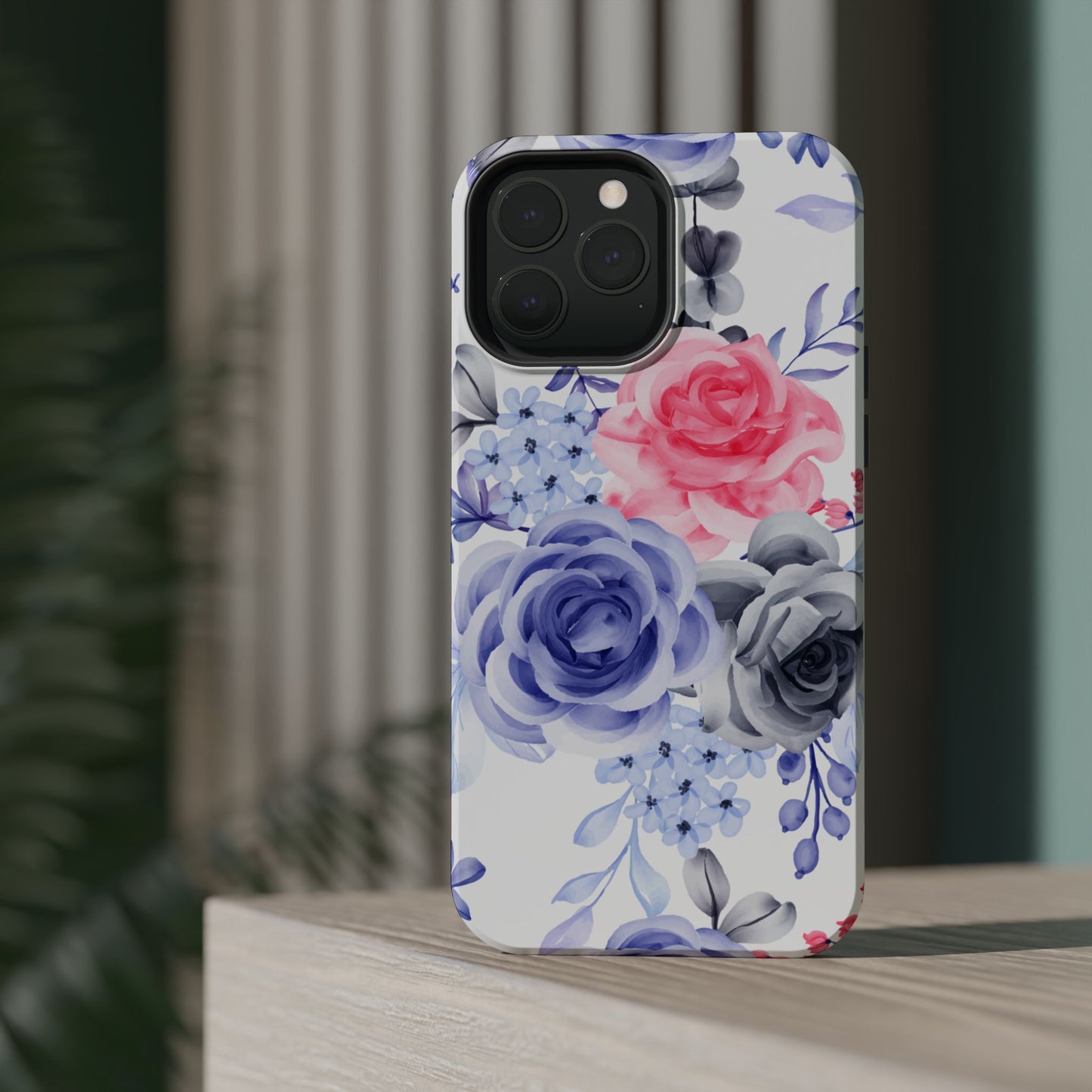 Elegant Blue Floral Watercolor Design – MagSafe iPhone Case