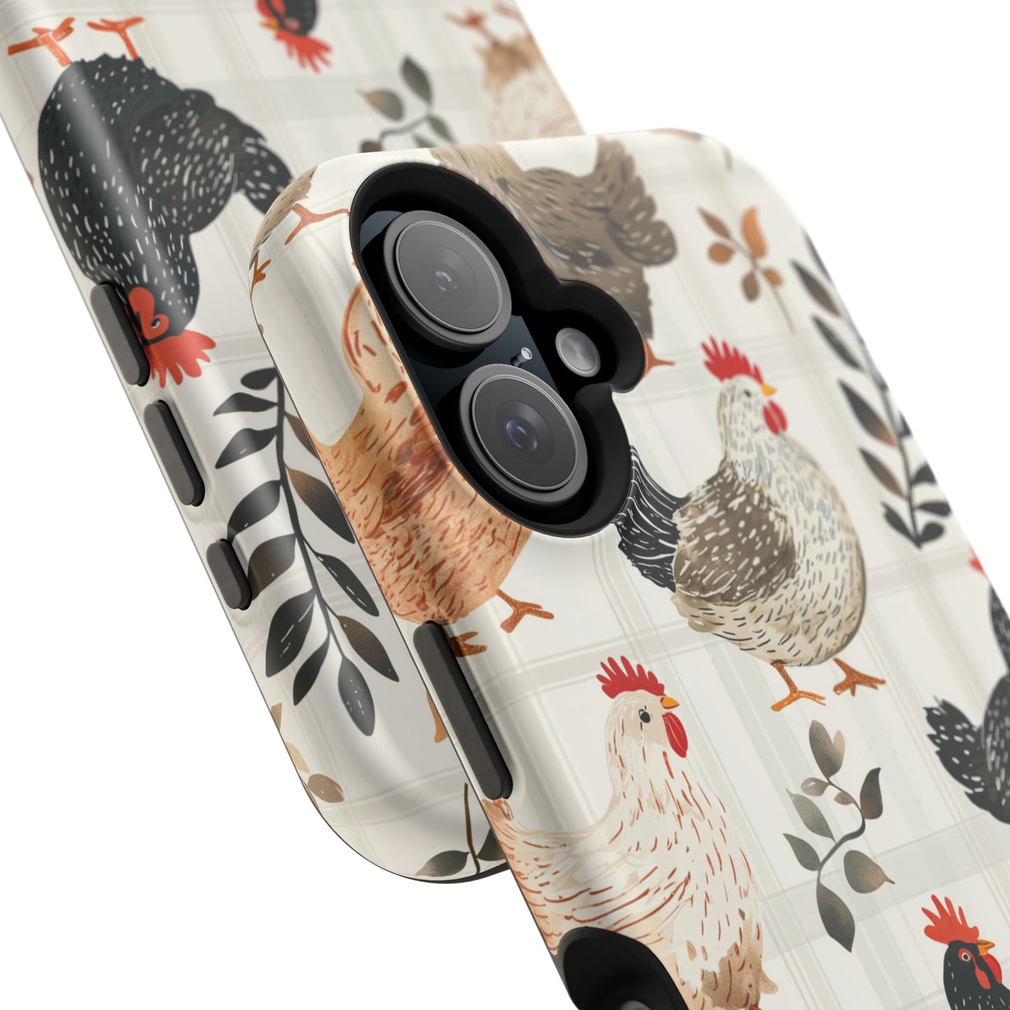 MagSafe iPhone Case: Vintage Chicken & Leaves – Farmhouse Style Case