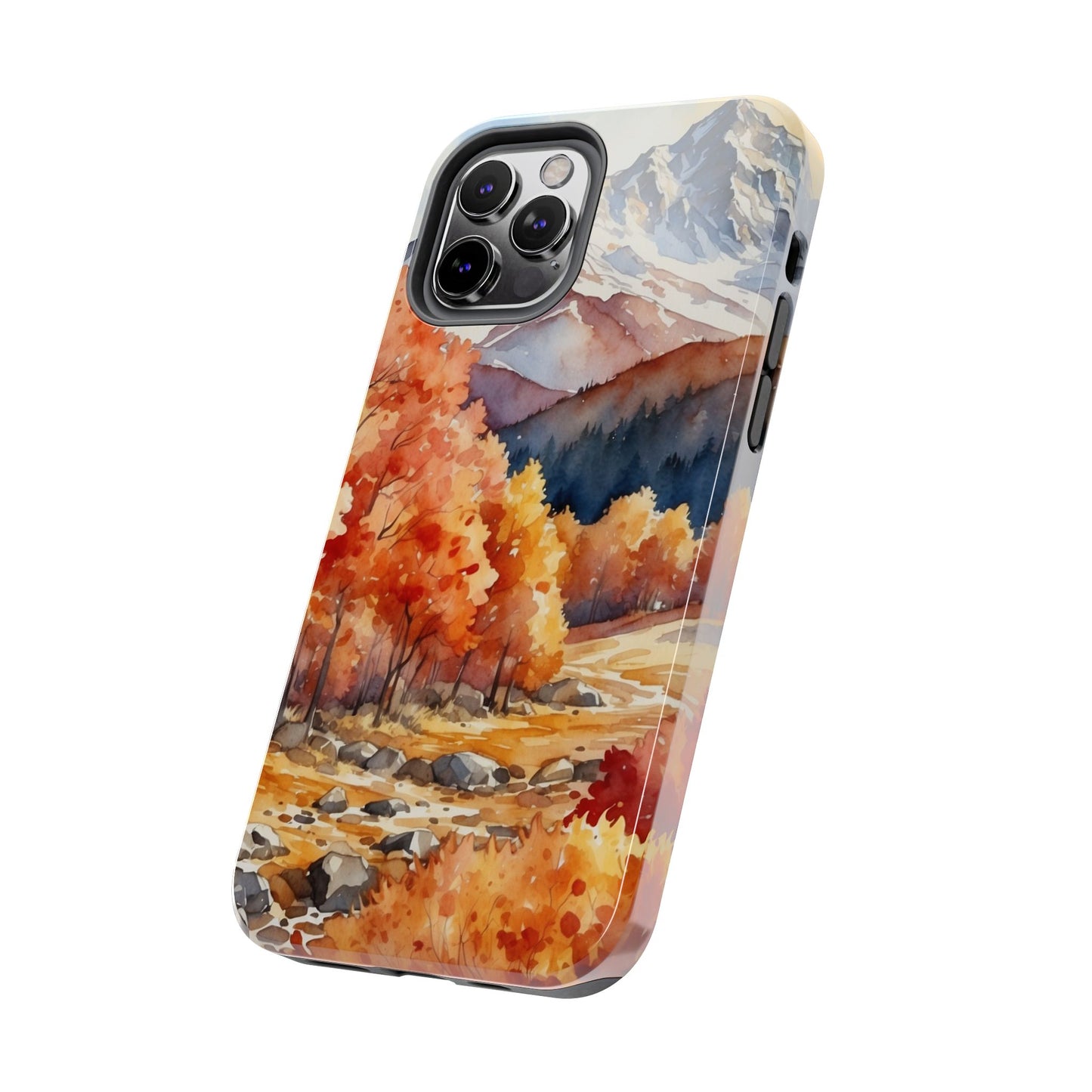 Watercolor Autumn Forest and Mountains - iPhone Case