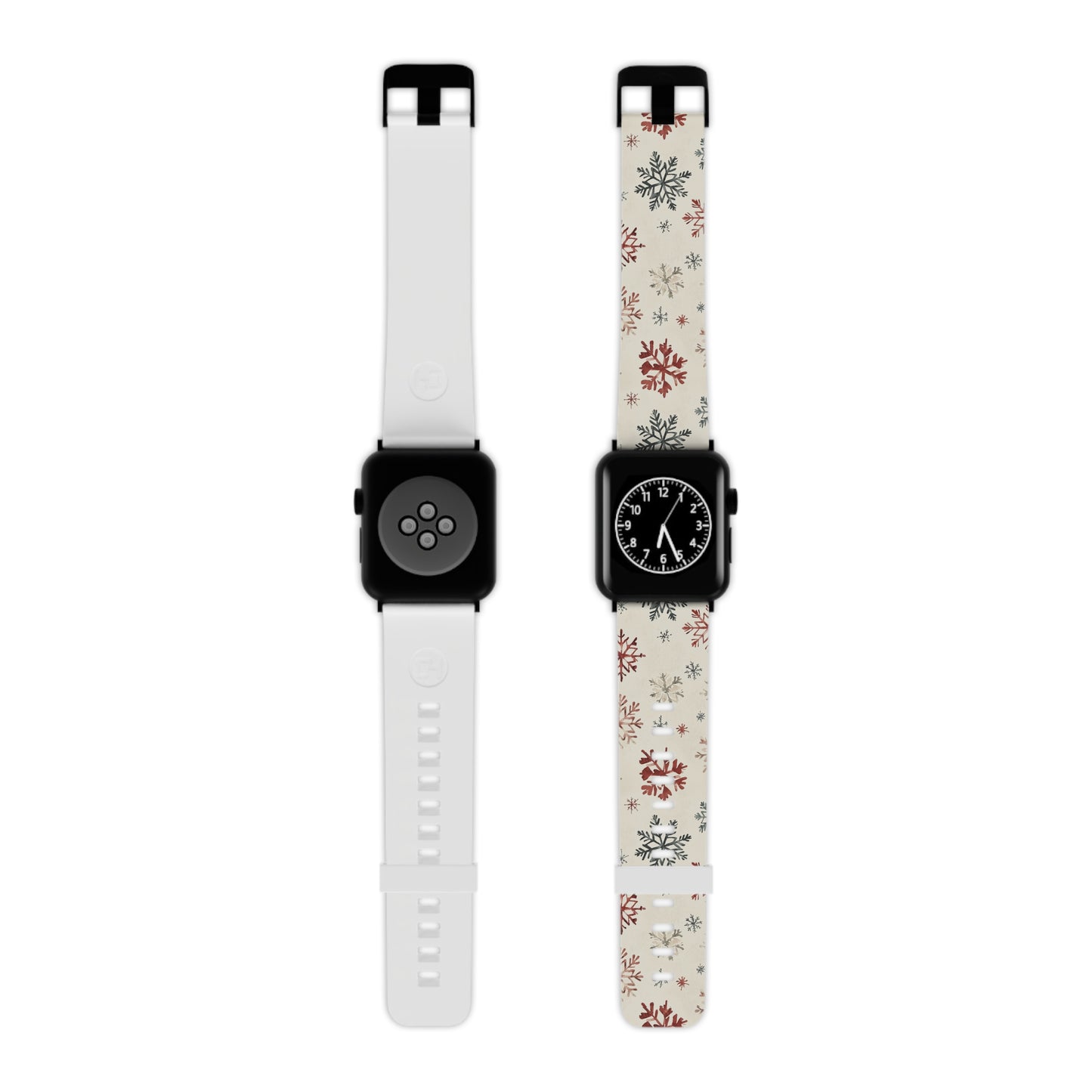 Vintage Red and Gray Snowflake Pattern Apple Watch Band