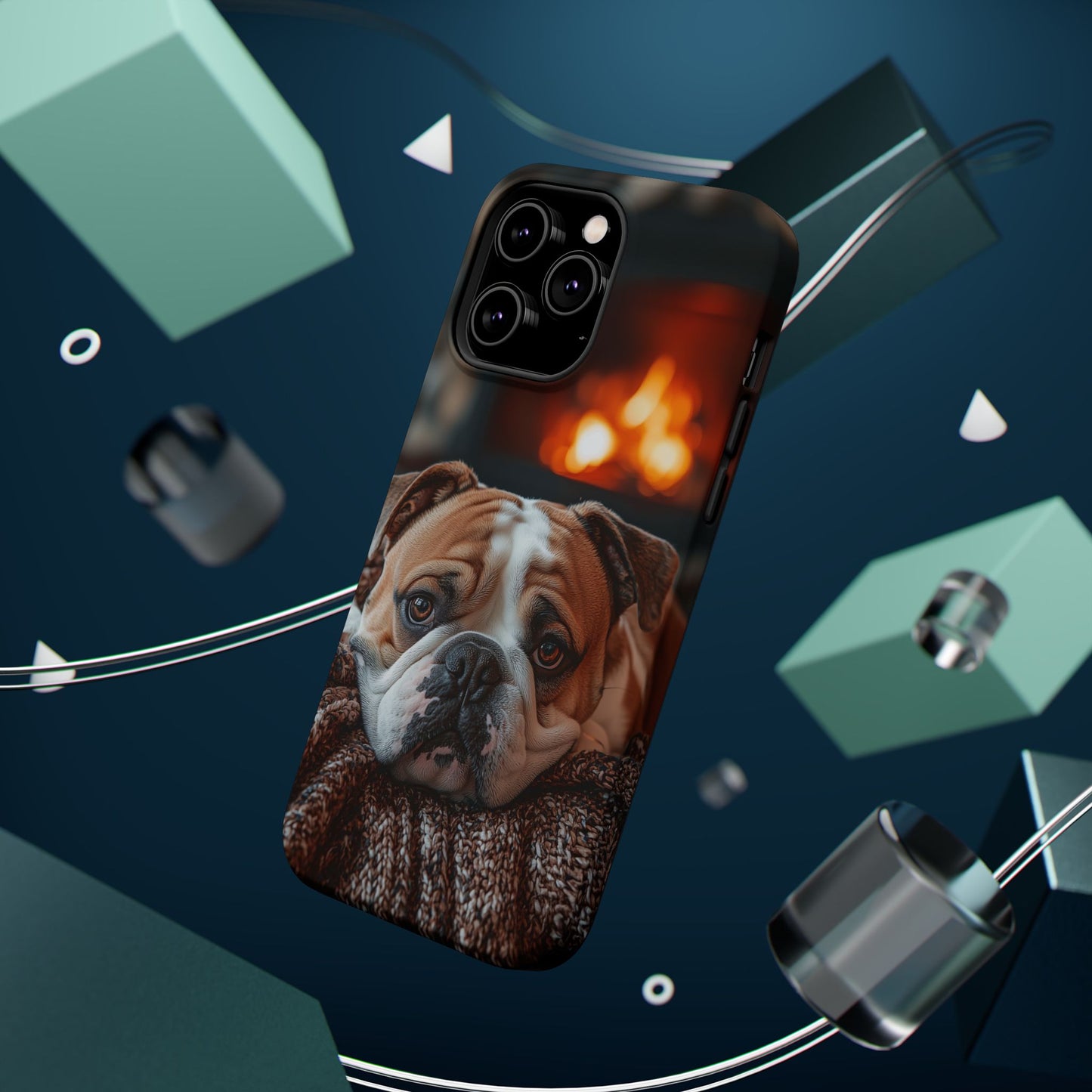 Cozy Bulldog MagSafe Case – Fireside-Inspired Protective Cover