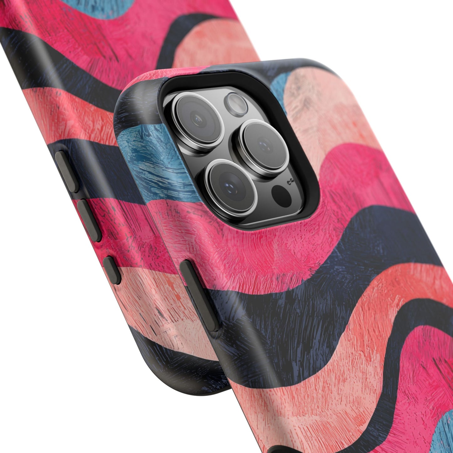 Abstract Wave Pattern MagSafe iPhone Case – Shockproof, Matte Finish, Dual-Layer Protection