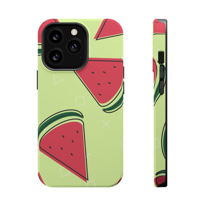 Watermelon Slice MagSafe iPhone Case – Fresh & Fun Design with Retro Geometric Pattern