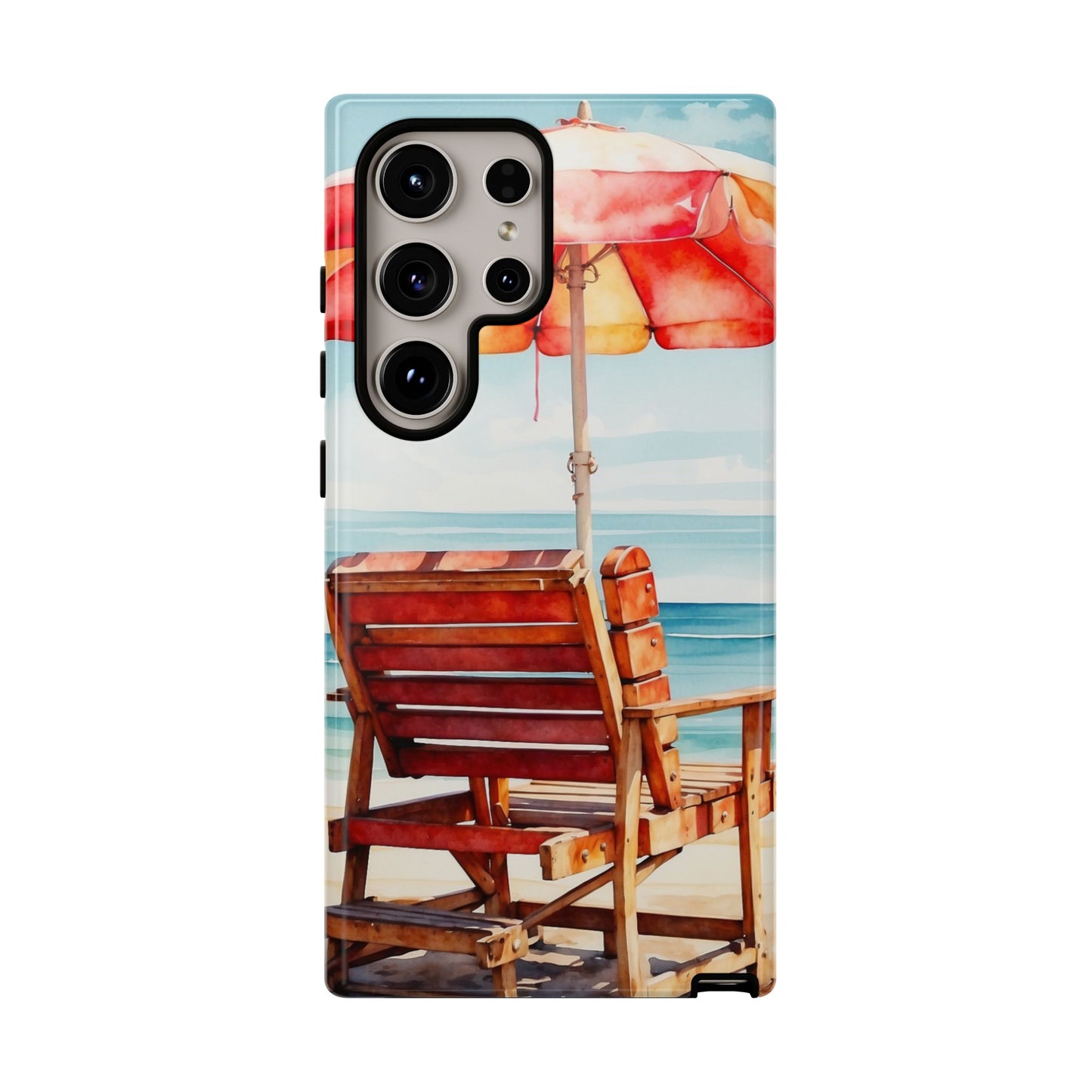 Beachfront Sunset Lounge Samsung Galaxy Case – Vibrant Watercolor Design