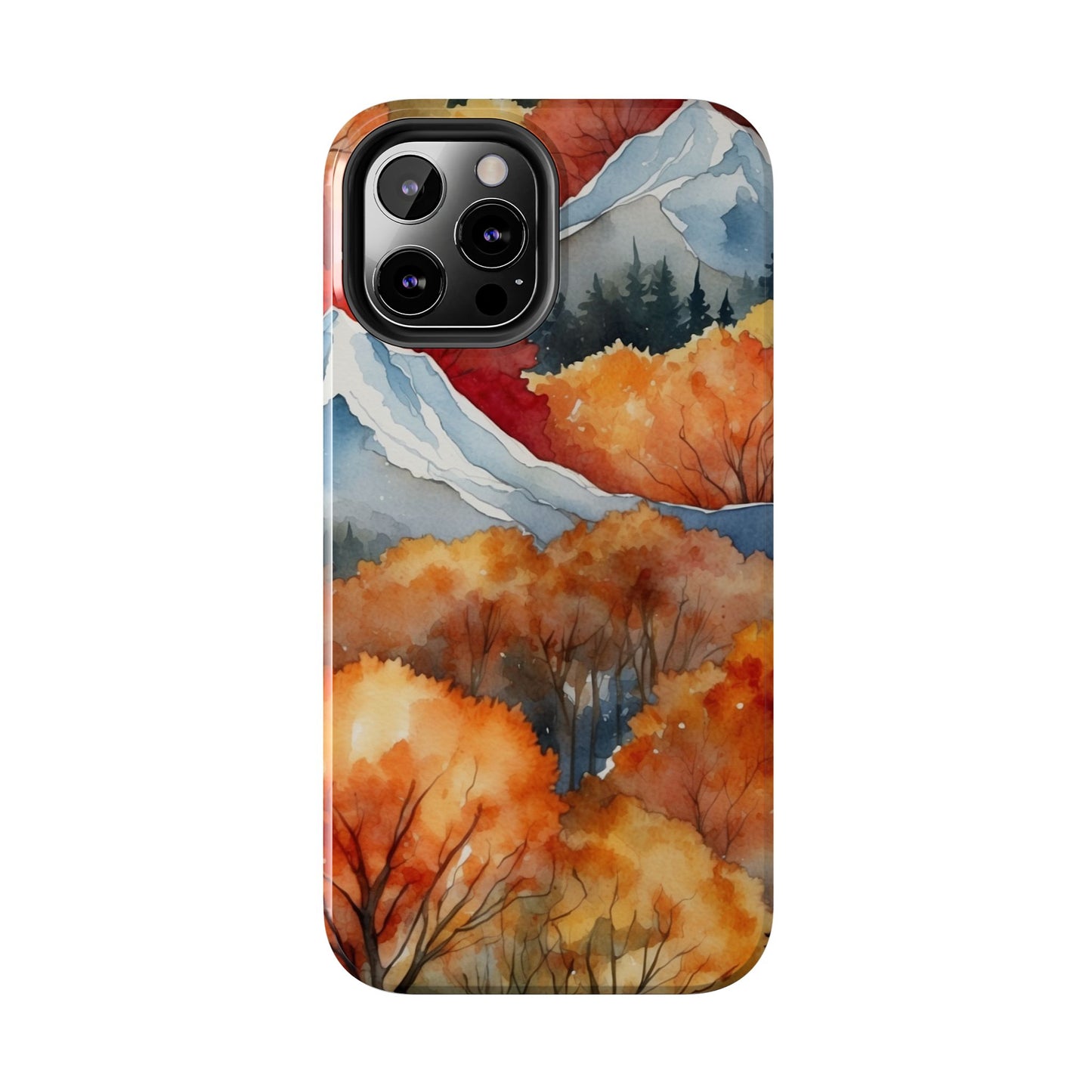 Autumn Mountain Forest Watercolor - iPhone Case