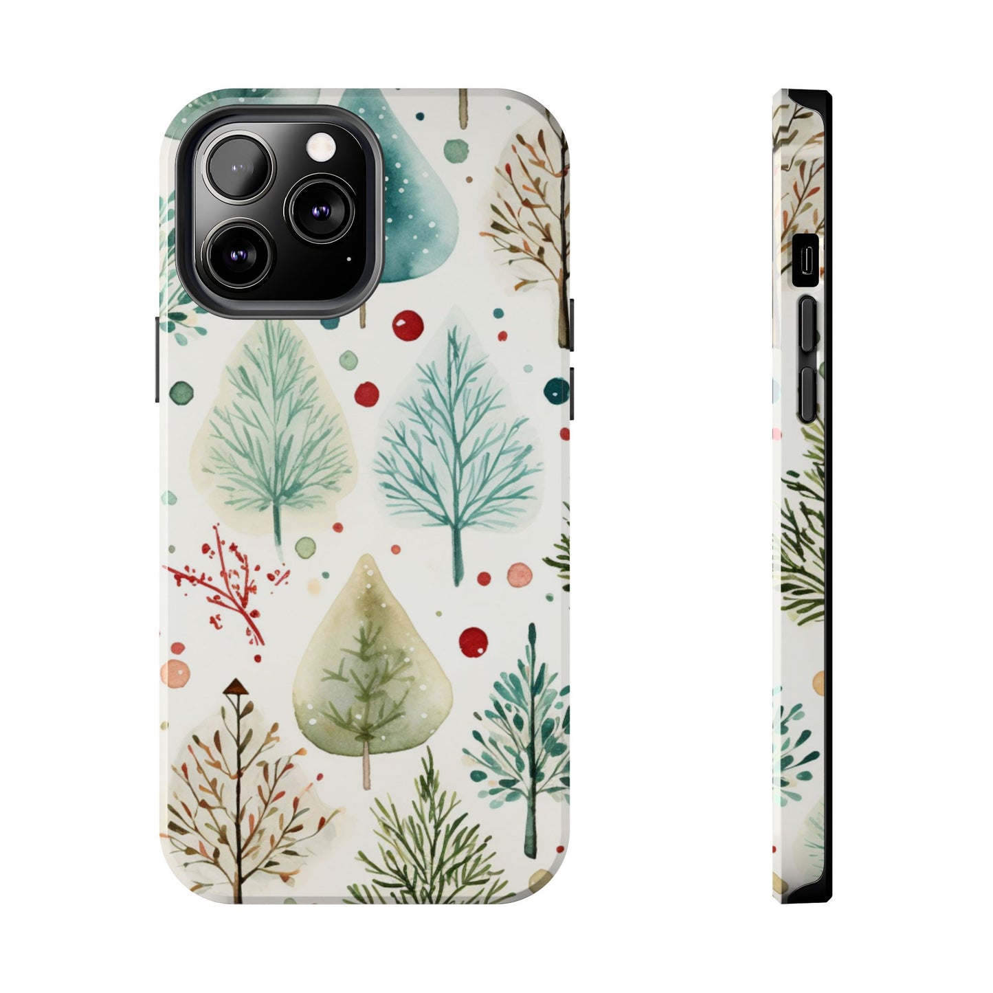 Watercolor Winter Trees iPhone Case – Nature-Inspired, Holiday Theme Protective Cover