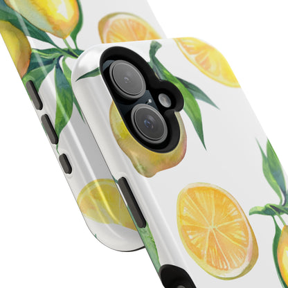 Lemon Grove Watercolor Tough MagSafe iPhone Case – Fresh Citrus Design, Dual-Layer Protection