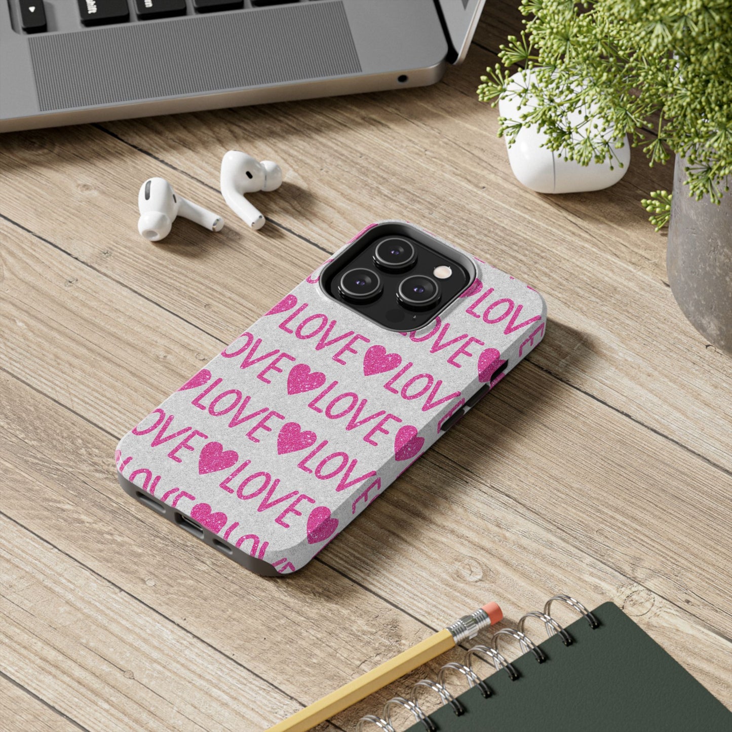 Pink Glitter Love Pattern – iPhone Series Case