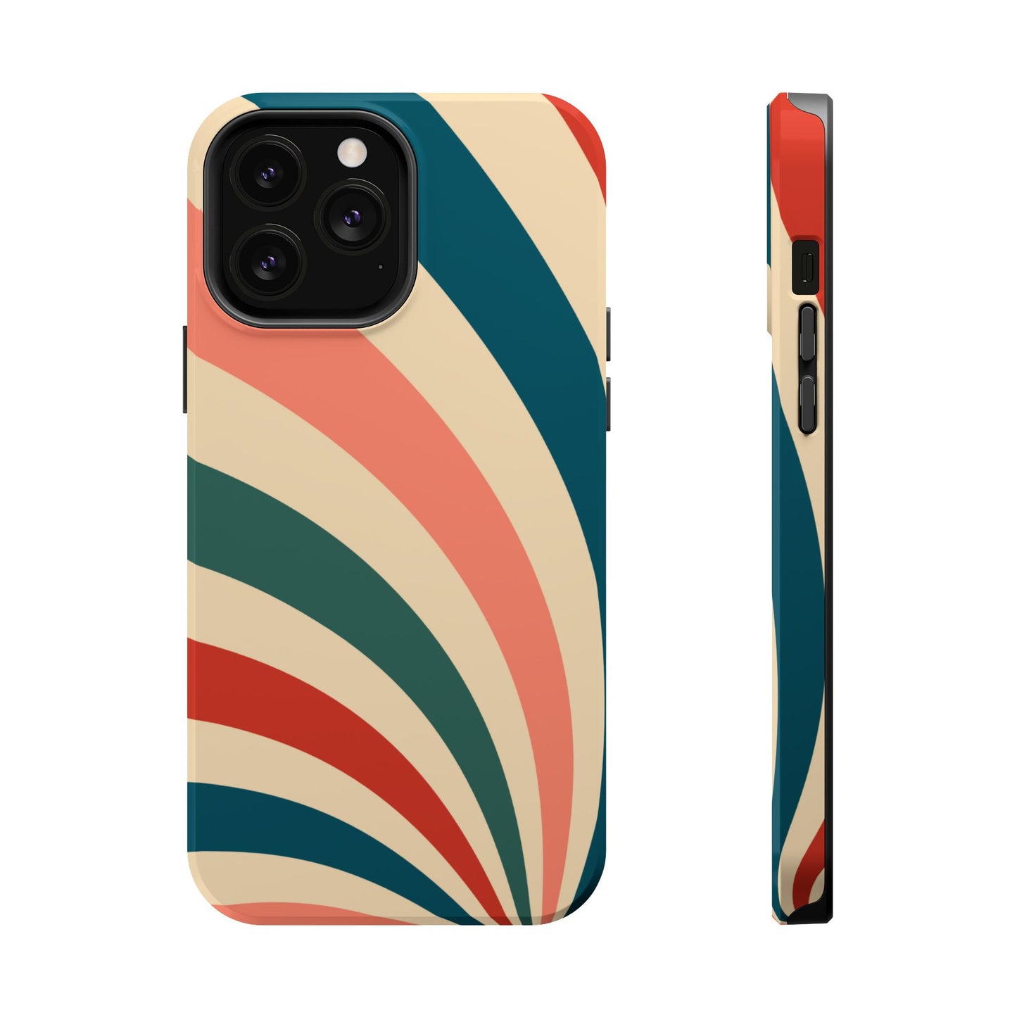 Retro Sunburst Swirl MagSafe iPhone Case – Dual-Layer Protection with Bold 70s Vibes