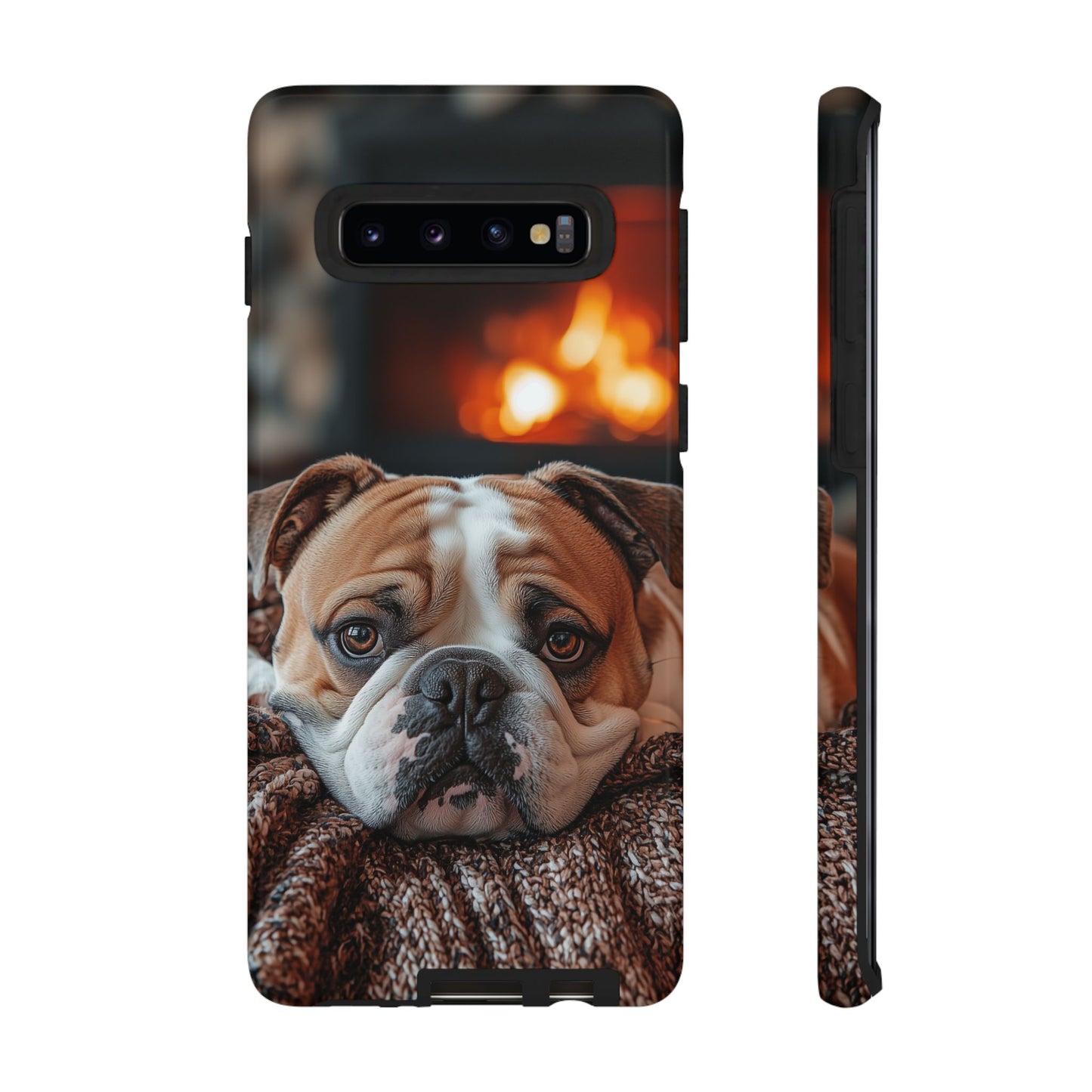 Cozy Bulldog Samsung Galaxy Case – Fireside-Inspired Protective Cover