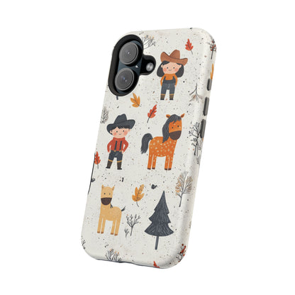 Cowboy Adventures Tough MagSafe iPhone Case – Cute Western Theme, Dual-Layer Protection