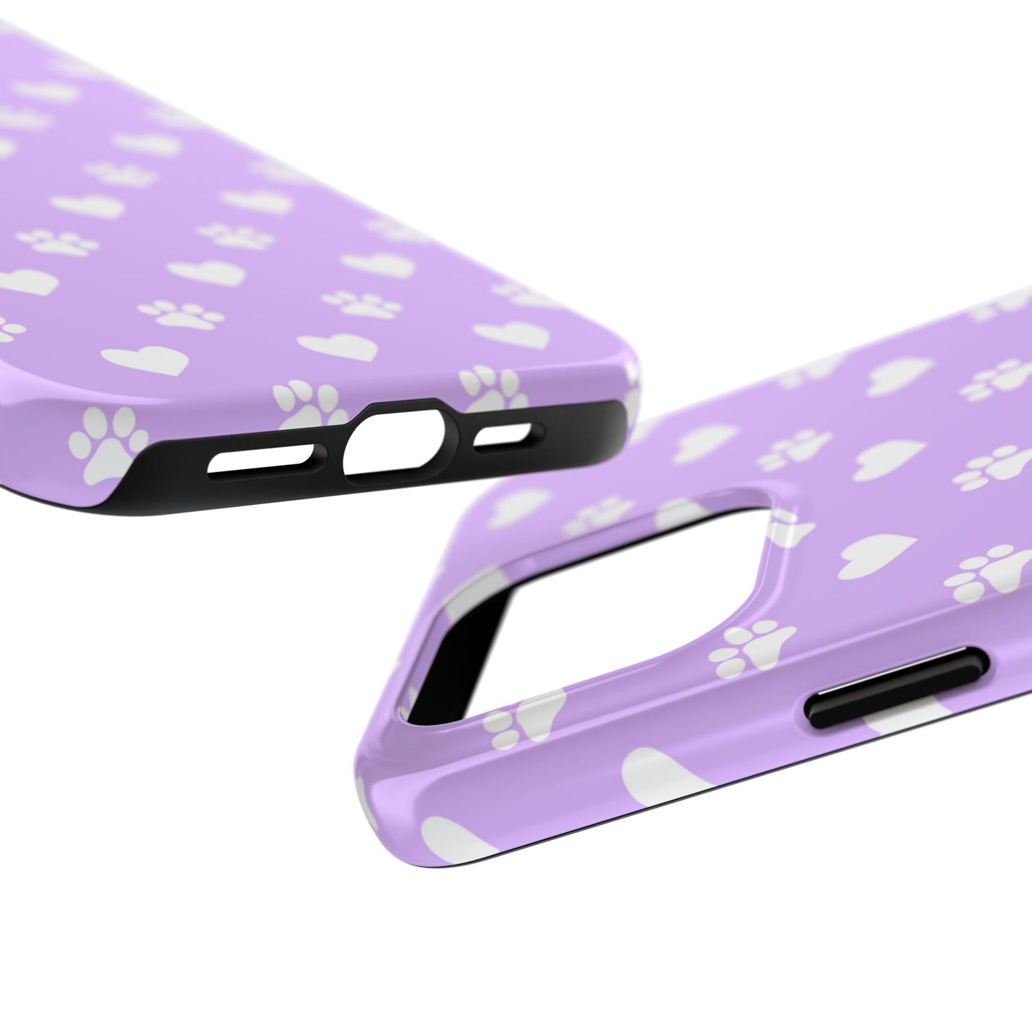 Lilac Paw Prints & Hearts – iPhone Case