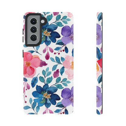 Mystic Bloom – Samsung Galaxy Case with Blue & Pink Watercolor Florals