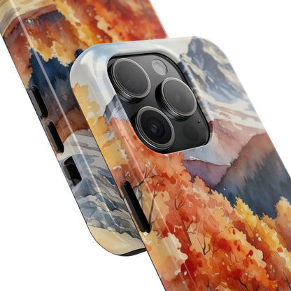 Watercolor Autumn Forest and Mountains - iPhone Case