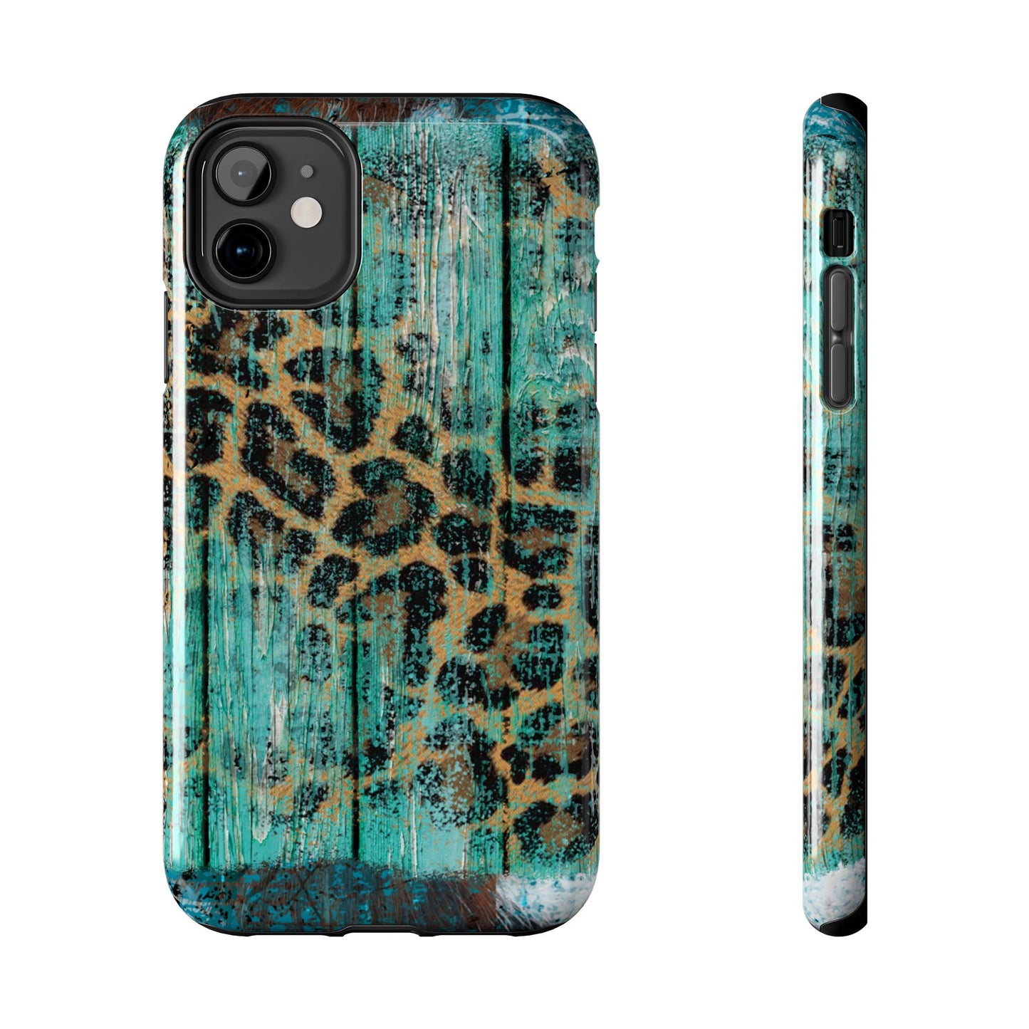 Turquoise Rustic Leopard Wood - iPhone Series Case